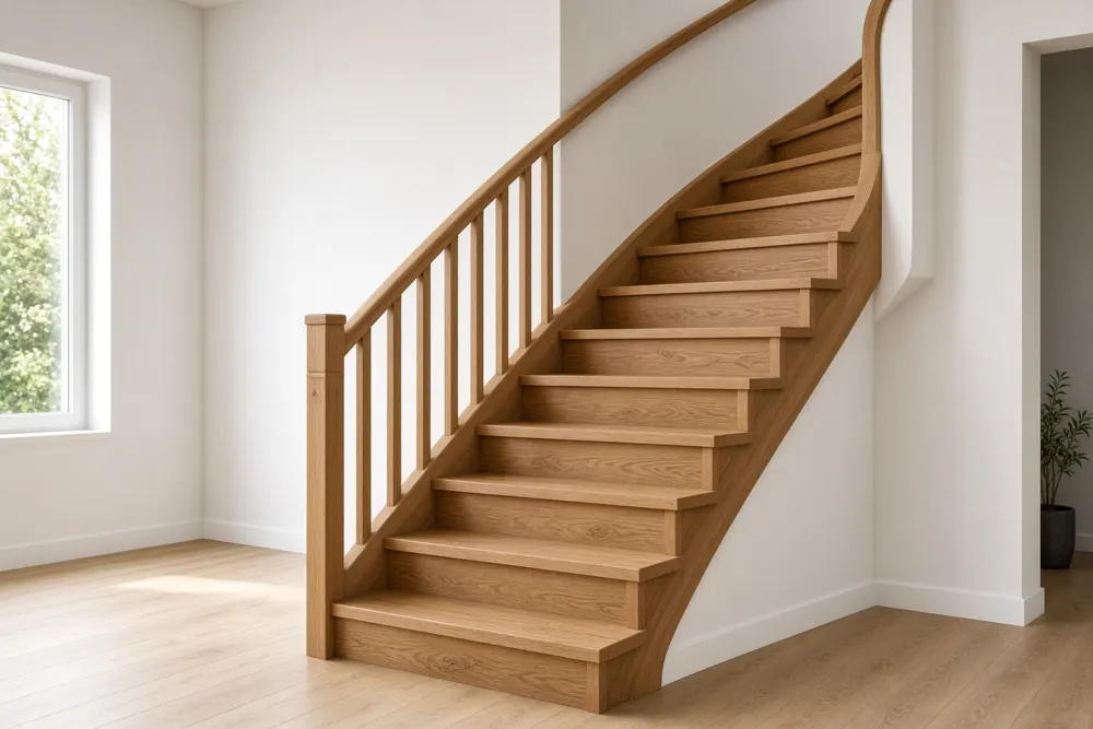 Escalier quart tournant en chêne massif