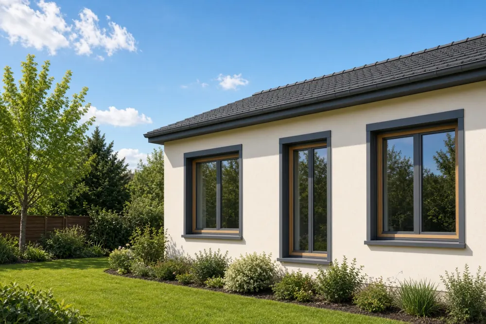 Fenêtres bois-alu anthracite sur une maison
